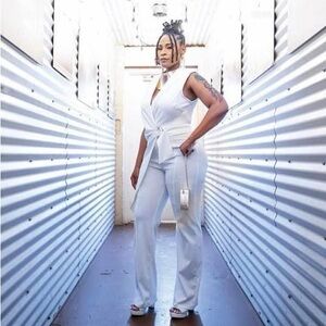 Ariel asymmetrical White jumpsuit